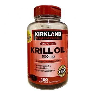 Масло криля 500мг Kirkland (Омега-3+Астаксантин), 180 капсул